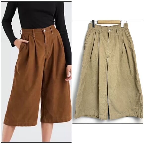 Levi’s  beige  wide leg corduroy crop pants - Picture 1 of 16